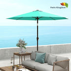 9FT Patio Umbrella with Fiberglass Ribs, Outdoor Market Table Umbrella with Crank and Tilt, UV Resistant Waterproof Canopy for Patio, Garden, Deck, Pool, Turquoise Blue