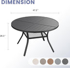 VICLLAX Outdoor Patio Round Dining Table, 47.2"x 47.2" Spliced Metal Tabletop with Storage Shelf for Deck Lawn Garden Backyard, Black