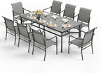 HERA'S HOUSE Outdoor Dining Sets for 8, 9 Pieces Patio Table and Chairs Set, 83” Rectangle Metal Table with Textilene Chairs for Backyard Garden Lawn