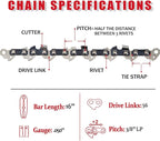 E & S 3 Pack 16 Inch Chainsaw Chain 3/8" LP Pitch .050" Gauge 56 Drive Links Semi-Chisel Chain Saw Chains for Husqvarna, Poulan, Craftsman, Greenworks and More Chainsaw Brands