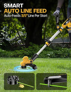 Cordless Weed Wacker, for Dewalt 20V Battery, 3 in 1 Battery Powered Weed Eater & Edger & Mower with Auto Line Feed, 20000 RPM 12 Inch Brushless Grass Trimmer, 6 Line Spools String Trimmer for Lawn