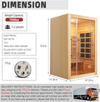 2 Person Infrared Sauna Room with Red Light Therapy, Wood Indoor Saunas Spa with WiFi Control, Oxygen Bar, Speaker, Backrest, 1800W/220V, Ideal Sauna for Gym, Home (Canadian Hemlock)