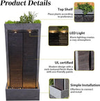 59" H Waterfall Fountain Large Outdoor Water Fountain Indoor for Garden, Patio, Backyard, Deck, Porch with LED Lights,Faux Slate Contemporary Water Fall