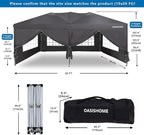 OASISHOME Pop-up Gazebo Canopy Tent 10'x20' with 6 Removable Sidewalls, Windows, Stakes, Ropes, Carry Bag,Suitable for Patio, Outdoor, Wedding Parties&Commercial Events (Grey (NOT Black), 10X20)