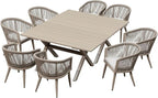 PURPLE LEAF Outdoor Dining Set for 8 All-Weather 10 Pieces Patio Aluminium Dining Oversized Table and Rope Weave Chairs Included Cushions for Backyard Indoor Kitchen Patio Furniture Set Champagne