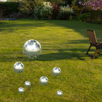 Kesywale Decorative Gazing Ball Set, 7PCS 50-150 mm Gazing Globe Mirror Ball Garden Spheres Centerpiece Balls for Home Outdoor Decor Ornament (Silver)
