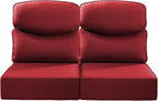 Luxury 22x24/22x25 6-Inch Smile Outdoor Seat Cushions Set of 2 - Superior Comfortable Water-Repellent Patio Chair Cushion for Porch Rattan Dining Swivel Chair Loveseat Sectional Sofa - Red