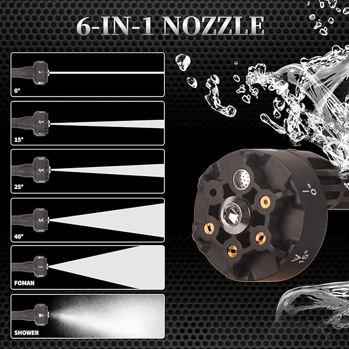 Cordless Pressure Washer,652.67 PSI Power Cleaner with 6-in-1 Nozzle,4-Speed Adjustment,21V Rechargeable 4.0Ah Battery High-Pressure Car Washer Gun for Floor/Home/Car Cleaning & Watering