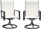 Patio Swivel Chairs Set of 2, Outdoor Swivel Chairs with Armrest, High Back Patio Chair with Metal Frame, All-Weather Outdoor Dining Chair for Deck, Porch and Lawn, Oyster Beige