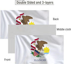Bradford Illinois State Flag 3x5 ft Outdoor, 3 Ply Polyester Double Sided Illinois Flag Heavy Duty, IL State Flags with 2 Brass Grommets for Outsides House Long Lasting