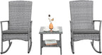 Outdoor Rocking Chair 3 Pieces High-Backed Rocking Chair Patio Rocking Chairs Outdoor Table and Chairs Anti-Slip Cushions Dark Grey