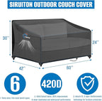 SIRUITON 3-Seat Garden Patio Sofa/Loveseat/Bench Cover 60" W x 42" D x 30" H,Heavy Duty 420D Oxford Waterproof Outdoor Sofa Cover, Lawn Patio Furniture Covers