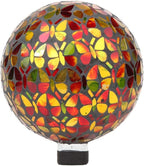 Lily's Home Colorful Mosaic Glass Gazing Ball, Designed with a Stunning Holographic Butterflies Mosaic Pattern to Bring Color to Any Home and Garden, (10 Inches Dia.)
