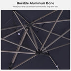 PURPLE LEAF 10' X 13' Patio Umbrella, Rectangle Outdoor Cantilever Umbrella, Aluminum Offset Umbrella with Champagne Frame and 360° Rotation for Pool Deck Garden, Grey