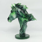 Lukitas Green Horse Head Statue - Modern Abstract Home Decor Sculpture, Elegant Living Room Office Accent Piece, Handcrafted Art Glass-Like Ornament, Transparent Resin 12''