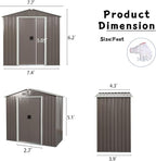 8 x 4 FT Outdoor Storage Shed, Metal Garden Shed with Floor Frame, Tool Shed Outdoor Storage with Lockable Sliding Doors & Air Vents, Storage House Waterproof for Backyard, Lawn, Gray