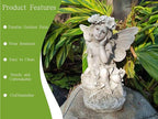 MeritMode 12.8" Fairy Garden Outdoor Guardian Angel Statue - Waterproof Resin with Flower Base, Unique for Patio, Balcony & Yard Decor