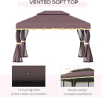 Outsunny 10' x 13' Patio Gazebo, Outdoor Gazebo Canopy Shelter with Netting and Curtains, Aluminum Frame for Garden, Lawn, Backyard and Deck, Coffee
