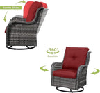 HUMMUH Patio Furniture Set with Fire Pit Table 6-Piece Wicker Outdoor Swivel Rocker Patio Chairs Loveseat Conversation Set for Porch, Backyard, Deck
