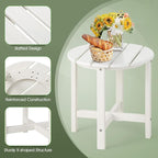 Tangkula Round Outdoor Side Table, 18 Inch Weather Resistant HDPE Adirondack Table, Outdoor Indoor Chairside End Tables, Patio Side Table for Lawn Garden Balcony Backyard, Easy Assembly (2, White)