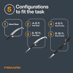 Fiskars XtendControl Extendable Tree Pruner (16 ft), Adjustable Branch Trimmer with Rotating Pruning Head, 15" X3 Double-Hooked Saw, 4-8 ft Extension Poles & Automatic Cord Reel for Precision Cutting