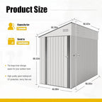 4×8 FT Outdoor Metal Storage Shed,Heavy-Duty Lean to Storage Shed with Lockable Single Side Hinge Door,Waterproof Metal Storage Tool House W/Sloping Roof,Air Vent&Protect Film,for Backyard,White