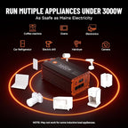 3000 Watt Power Inverter 12V DC to 110V/120V AC Converter Peak Power 6000W Car Inverter with LCD Display 2 AC Outlets USB Port Cables Included for RV,Truck,Off-Grid Solar System Remote Controller