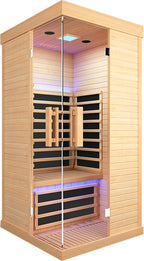 Sauna Room Indoor Far Infrared Saunas Home Canadian Hemlock 1420W Low-EMF Dry Saunas Single Person Spa with Oxygen Bar,33.5 * 33.5 * 70.87 inch