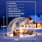 Garden Dome Bubble Tent House Outdoor, Upgraded Geodesic Dome Greenhouse with Transparent PVC Cover, Weatherproof Greenhouse Suitable for Patio (WHITE-12FT)