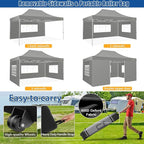 HOTEEL 10x15 Pop up Canopy Tent for Parties, Heavy Duty Easy Setup Tent with 4 Sidewalls, Outdoor Commercial Instant Gazebo for Wedding Event, with Roller Bag & Sand Bags, Grey(Hexagonal Frame)