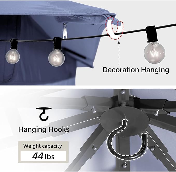 LAUSAINT HOME Outdoor Patio Gazebo 10'x20' with Expansion Bolts, Heavy Duty Party Tent & Shelter with Double Roofs, Mosquito Nettings and Privacy Screens for Backyard, Garden, Lawn, Navy Blue