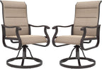 Amopatio Padded Patio Swivel Chairs Set of 2, Outdoor Dining Chairs with Ultra Soft Textilene High Back Seat & Metal Rocker Frame, for Backyard Deck Lawn, Brown