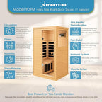 Saunas 909Mini Far Infrared Sauna, Indoor Dry Sauna (Hemlock Wood, 1 Person Mini Size Right Door)
