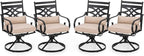 PHI VILLA Patio Dining Chairs Set of 4, Outdoor Swivel Chairs with Cushion and Pillow for Garden Lawn and Deck