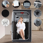 ZONEMEL 1 Person Portable Full Spectrum Infrared Sauna, Full Size Tent with Remote Control,1300W Fast Heating, Foldable Chair & LED Therapy Light, Home Spa for Relaxation (L35.4 x W35.4 x H55.1)