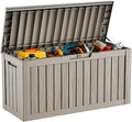 DRATO 80 Gallon Large Deck Box, Outdoor Storage Box for Patio Furniture, Patio Cushions, Gardening Tools, Pool Supplies 480lbs Weight Capacity,Waterproof Resin Storage Boxes