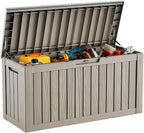 DRATO 80 Gallon Large Deck Box, Outdoor Storage Box for Patio Furniture, Patio Cushions, Gardening Tools, Pool Supplies 480lbs Weight Capacity,Waterproof Resin Storage Boxes