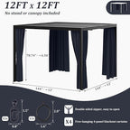 Gazebo Universal Replacement Privacy Curtain,12'×12' Gazebo Outdoor Waterproof Curtains, 4-Panels Sidewall Curtains with Double Zipper for Patio Canopy, Garden and Backyard (Curtain Only)