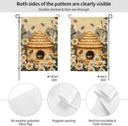 Bee Flower Garden Flag Vertical Double Sided Outdoor Yard Flags 12.5x18 Inch Burlap Banners for House Lawn