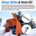 588077502 Snowblower Shear Pins Bolts - for Husqvarna Snow Blower Replacement Parts, Snow Blower Shear Bolts Kit Compatible with Husqvarna Two Stage Snow Blowers 570XP, 575XP, 580790401 (Pack of 8)