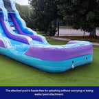 HeroKiddo Ocean Wave 16' Commercial Grade Inflatable Water Slide with Attached Pool and Drainage for Kids and Adults (with Blower), Outdoor Indoor, Birthday Party, Rental Quality, Big Inflatable