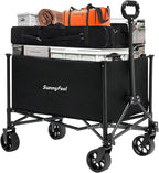 SUNNYFEEL Collapsible Wagon Cart with Wheels Foldable - 176lbs Standard Borderless Version Wagon Carts for Grocery Sports Garden Shopping Camping(Black, 164L)