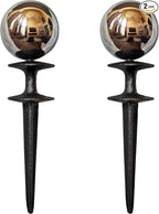 Lulu Decor, Garden Silver Gazing Ball Hose Guide, Set of 2. Strong and Decorative Hose Guide that Protects Your Plants While Providing Elegance to Your Garden