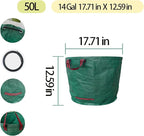 Reusable Yard Waste bags,Collapsible Leaf Bag with Gardening Gloves,Yard Debris Collapsible Bag With 4 Handles, for Leaves, Lawn Debris & Grass Clippings (14Gallon)