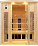 Ceramic Infrared Sauna 3 Person, Infrared Saunas for Home, Low EMF Far Infrared Sauna, Indoor Home Sauna Spa, Hemlock Wooden Sauna with Bluetooth Speaker, Chromotherapy Lamp, 2050W
