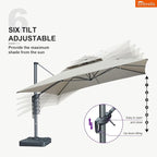 PURPLE LEAF Patio Umbrella with Base Included 12FT Outdoor Double Top Large Offset Hanging Cantilever Umbrella 360° Rotation Square Umbrella for Garden Deck Pool Backyard Cast Ash