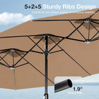 Joyside 15FT Large Patio Umbrella with Base Included, Outdoor Double Sided Umbrella, Rectangle Umbrella with Crank Handle, 12 Sturdy Ribs for Deck, Porch and Pool