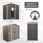 8x4 ft Outdoor Metal Storage Shed with Floor Foundation and Window, Lockable Galvanized Steel Tool Shed with Sliding Door and Air Vent, Waterproof Garden Storage House for Backyard, Patio