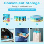 Foldable Swimming Pool for Kids 79"x18" Hard Plastic Portable Dog Pool Anti-Slip Collapsible Pets Bathtub Kiddie Pool Indoor Outdoor Backyard (JellieMons 79'')