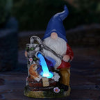 Garden Gnome Statue, Gnome Decoration for Yard with Blue Solar Light, Patio Porch Yard Garden Decor for Outside, Lawn Ornament